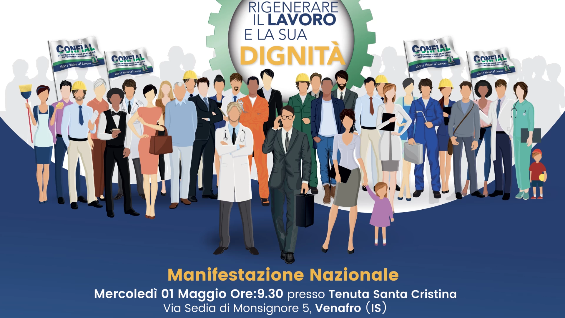 Venafro: il 1°maggio la manifestazione nazionale della Confederazione Italiana Autonoma Lavoratori. La celebrazioni in occasione della Festa del Lavoro.